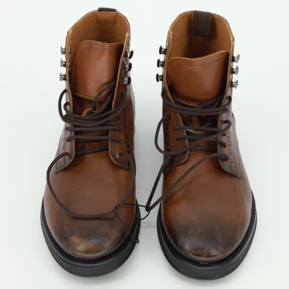ZARA Brown Leather Ankle‎ Boots - Picture 1 of 9